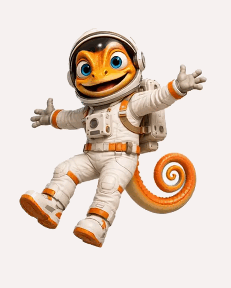 Kamaleón astronauta flotando
